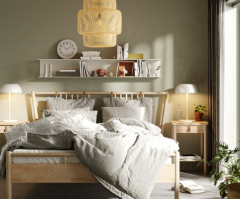 Nordic Style Double Bed-ID:741579575