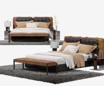 Wabi-sabi Style Double Bed-ID:352597007