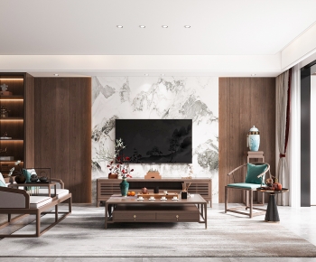 New Chinese Style A Living Room-ID:630052094