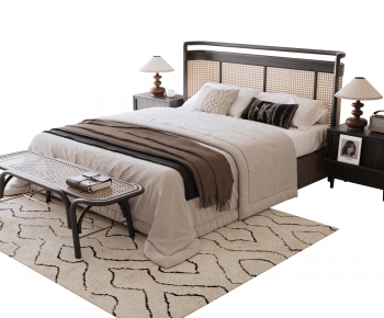 Wabi-sabi Style Double Bed-ID:271611938