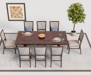 American Style Dining Table And Chairs-ID:556787014