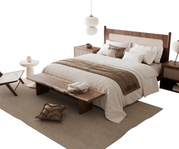 Wabi-sabi Style Double Bed-ID:531609066