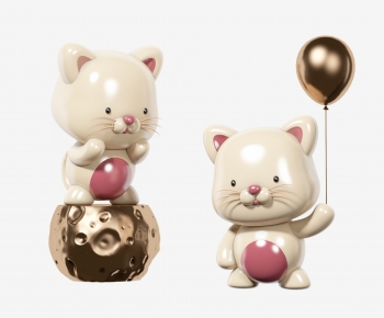 现代潮玩小猫雕塑组合-ID:361561066