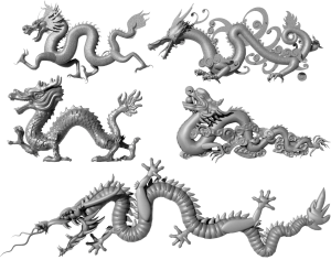 现代龙雕塑组合-ID:701931959