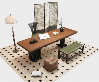 French Style Computer Desk And Chair-ID:549034121