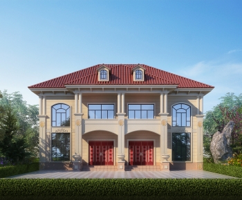 Simple European Style Double Townhouse-ID:650554905