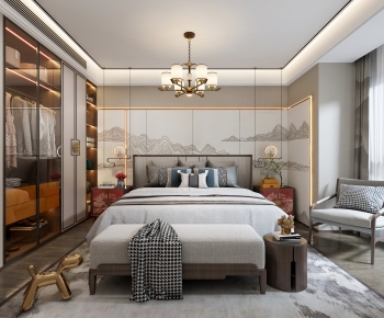 New Chinese Style Bedroom-ID:605809938