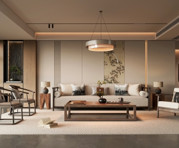 New Chinese Style A Living Room-ID:559631119