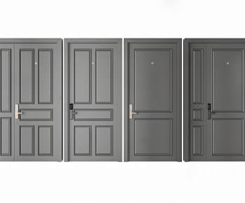 Simple European Style Unequal Double Door-ID:502646926