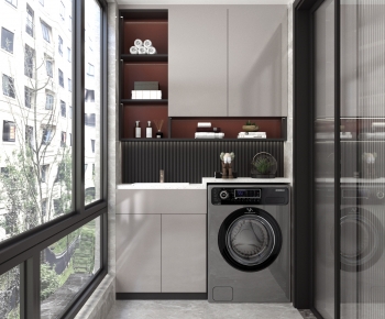 Modern Balcony Laundry Room-ID:469414958