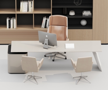 Modern Office Desk And Chair-ID:607155085