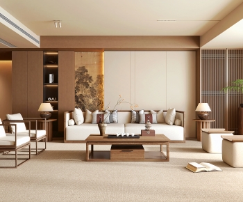 New Chinese Style A Living Room-ID:646219977