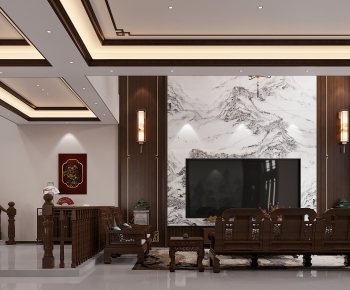 New Chinese Style A Living Room-ID:849946981