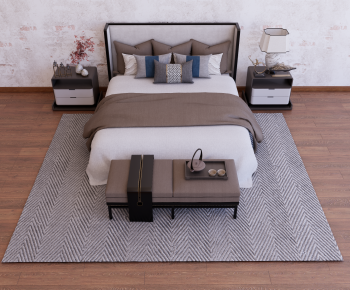 New Chinese Style Double Bed-ID:379338037