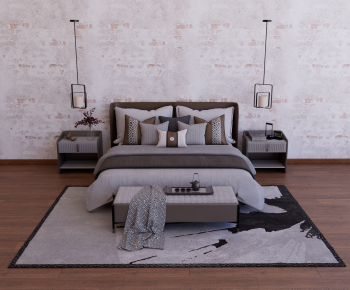 New Chinese Style Double Bed-ID:738765007