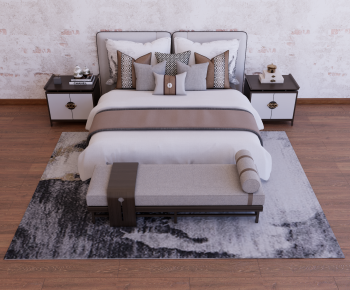 New Chinese Style Double Bed-ID:258379943