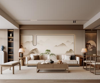 New Chinese Style A Living Room-ID:141522889