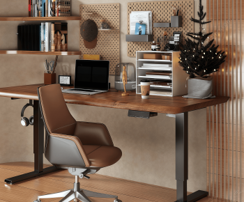 Modern Computer Desk And Chair-ID:894527914