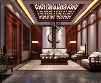 New Chinese Style A Living Room-ID:648467063