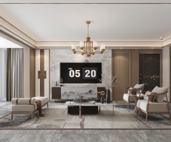 New Chinese Style A Living Room-ID:255013949