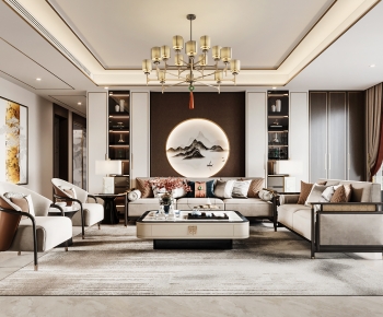 New Chinese Style A Living Room-ID:476413975