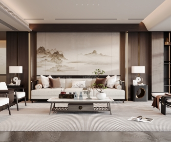 New Chinese Style A Living Room-ID:607563022