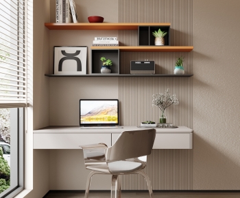 Modern Computer Desk And Chair-ID:395365005