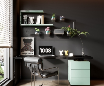 Modern Computer Desk And Chair-ID:615303041