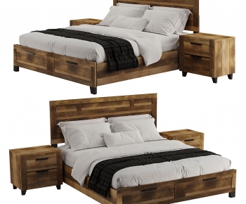 Wabi-sabi Style Double Bed-ID:748826035