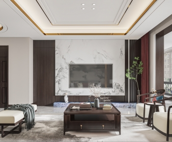 New Chinese Style A Living Room-ID:504968884