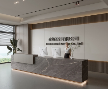 Modern Office Reception Desk-ID:680125009