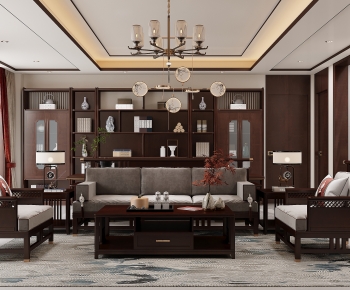 New Chinese Style A Living Room-ID:874259001