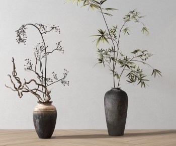 Wabi-sabi Style Potted Green Plant-ID:347486022