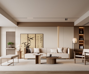 New Chinese Style A Living Room-ID:633446936