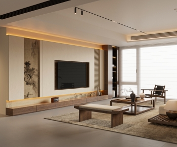 New Chinese Style A Living Room-ID:437053922