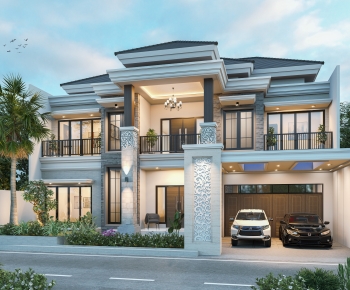 Simple European Style Detached Villa-ID:604911091