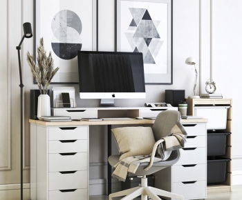 Modern Office Desk And Chair-ID:672873021