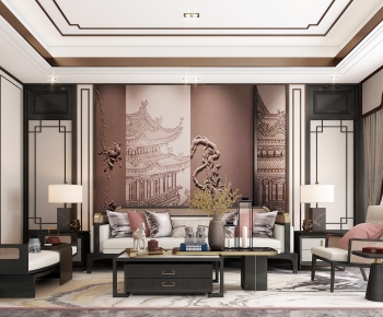 New Chinese Style A Living Room-ID:106352092