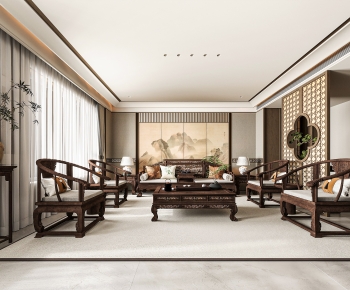 New Chinese Style A Living Room-ID:694447993