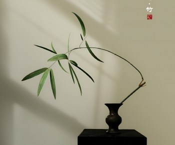 现代黑色花瓶竹子花艺-ID:862169033