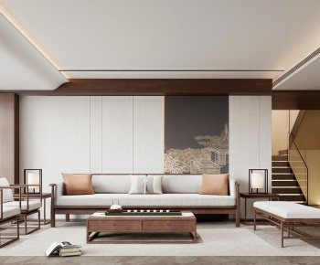 New Chinese Style A Living Room-ID:720629785