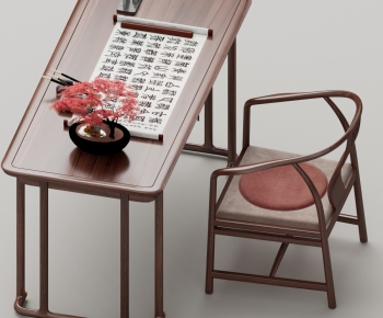 New Chinese Style Computer Desk And Chair-ID:907722951