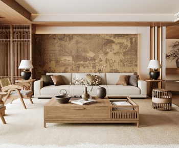 New Chinese Style A Living Room-ID:574640996