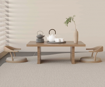 现代实木茶桌蒲团坐垫组合-ID:284138922