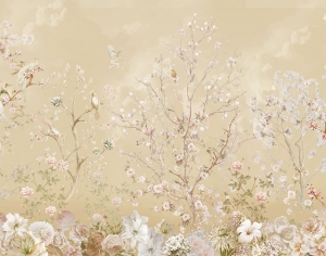 现代土黄色花鸟壁纸-ID:499708894