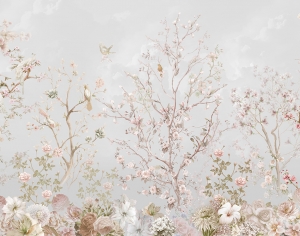 现代灰色花鸟壁纸-ID:840862048