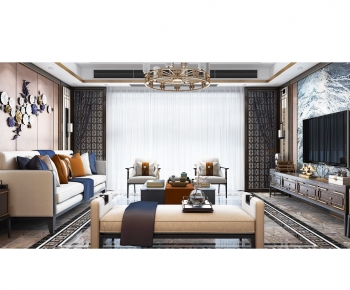 New Chinese Style A Living Room-ID:804119126