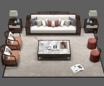 New Chinese Style Sofa Combination-ID:705626968