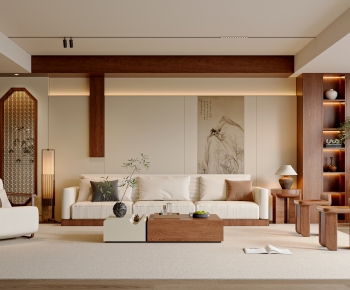 New Chinese Style A Living Room-ID:408592944