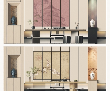 New Chinese Style TV Wall-ID:633873943